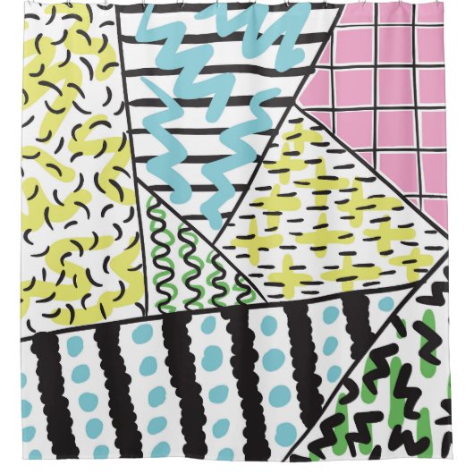 Abstracte drie: handgetekende achtergrondkunst. douchegordijn (Voorkant)