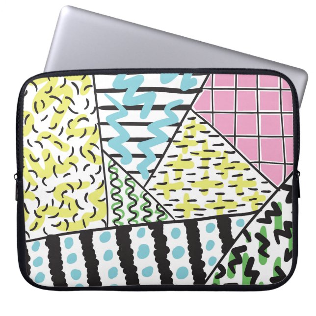 Abstracte drie: handgetekende achtergrondkunst. laptop sleeve (Voorkant)