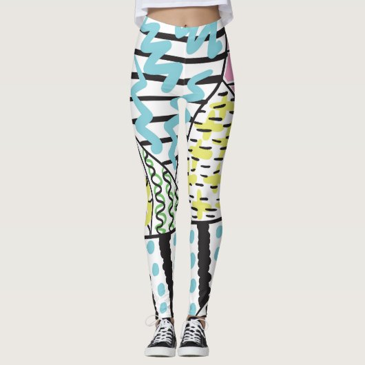 Abstracte drie: handgetekende achtergrondkunst. leggings (Voorkant)