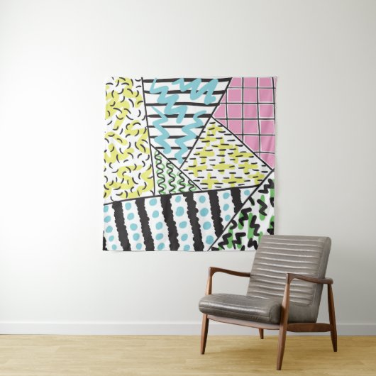 Abstracte drie: handgetekende achtergrondkunst. wandkleed (In situ)