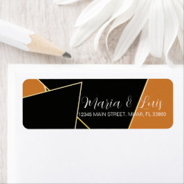 Abstracte driehoek Earthy Terracotta Wedding Label