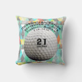 Abstracte Driehoek Golfbal Jongens Geboorte Record Kussen (Voorkant)