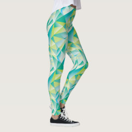 Abstracte driehoek Mint Blue Aqua Yellow Patroon Leggings