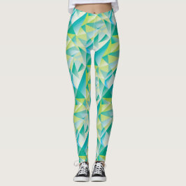 Abstracte driehoek Mint Blue Aqua Yellow Patroon Leggings