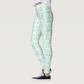 Abstracte driehoek Mint Green Aqua Gray Patroon Leggings (Links)