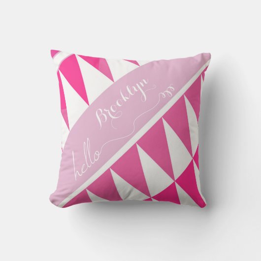 Abstracte driehoek roze lavenderpatroon kussen (Voorkant)