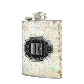 Abstracte driehoek zwart en tan hipster patroon heupfles (Links)