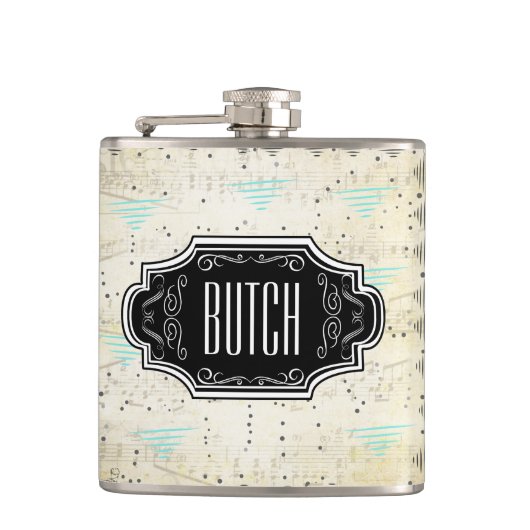 Abstracte driehoek zwart en tan hipster patroon heupfles (Voorkant)