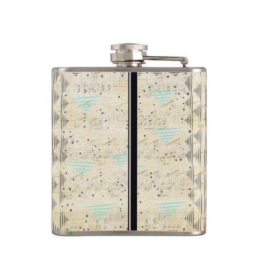 Abstracte driehoek zwart en tan hipster patroon heupfles (Achterkant)