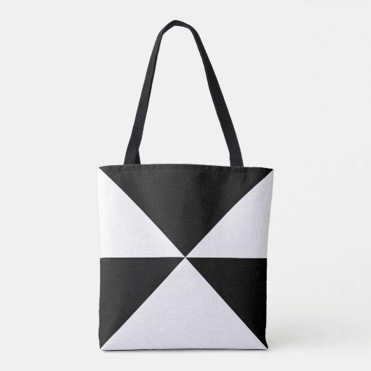 Abstracte driehoek zwart-wit Canvas tas (Achterkant)