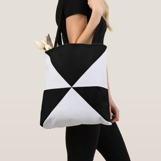 Abstracte driehoek zwart-wit Canvas tas (Dichtbij)