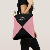 Abstracte driehoek zwarte en koraalroze Canvas tas (Dichtbij)