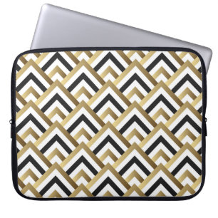 Abstracte driehoeken: Goud Zwart Naadloos Laptop Sleeve