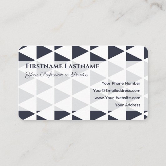 Abstracte driehoeken grijs blauw vormen ontwerp visitekaartje (Achterkant)