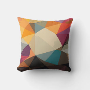Abstracte driehoeken in rood, oranje, geel en brui kussen