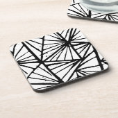 Abstracte driehoeken Lino Print Bier Onderzetter (Linkerzijde)