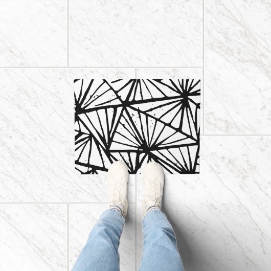 Abstracte driehoeken Lino Print Deurmat (Binnen)