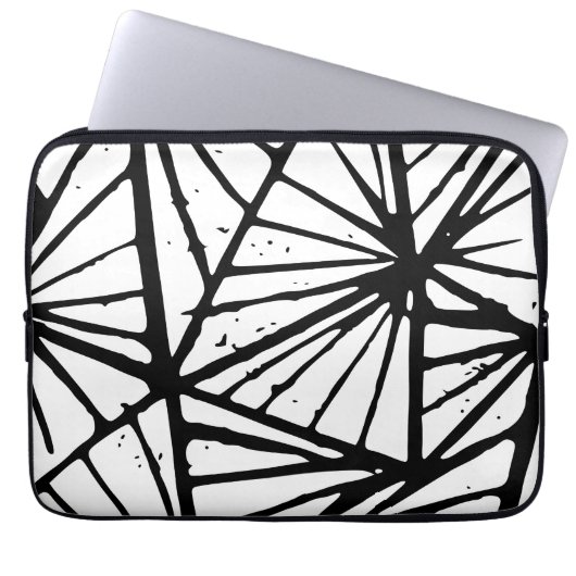 Abstracte driehoeken Lino Print Electronics Bag Laptop Sleeve (Voorkant)