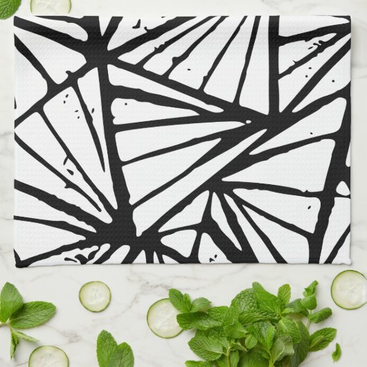 Abstracte driehoeken Lino Print Keukenhanddoeken (Gevouwen)