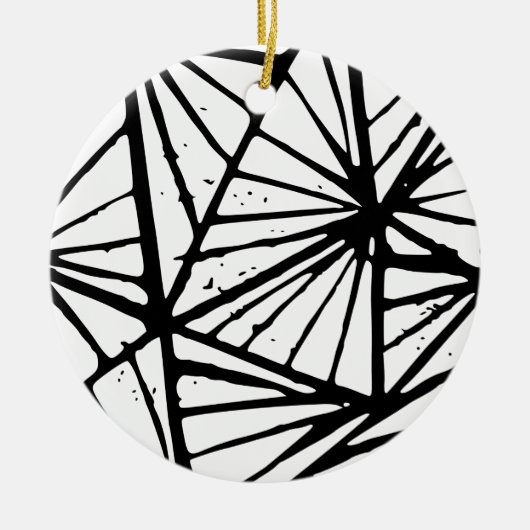 Abstracte driehoeken Lino Print Ornament (Voorkant)