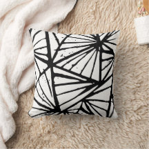 Abstracte driehoeken Lino Print Sierkussen