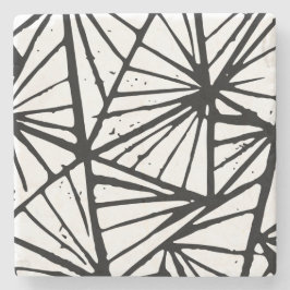 Abstracte driehoeken Lino Print Stone Onderzetter