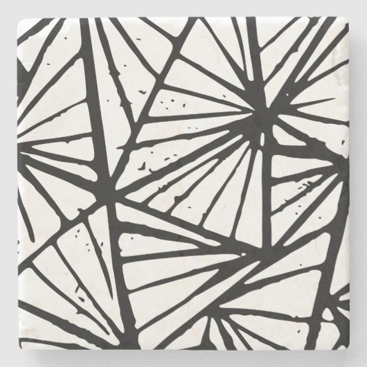 Abstracte driehoeken Lino Print Stone Onderzetter (Voorkant)