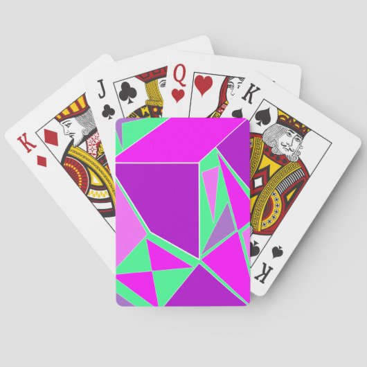 Abstracte driehoeken paars en groen pokerkaarten (Achterkant)
