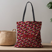 Abstracte driehoekspatroon naam donkerrode canvas  tote bag