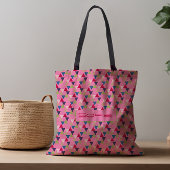 Abstracte driehoekspatroon naam roze canvas tas
