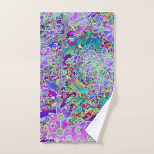 Abstracte drippige roze en paarse bloemen bad handdoek (Handdoek)