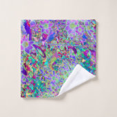 Abstracte drippige roze en paarse bloemen bad handdoek (Wasdoekje)