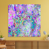 Abstracte drippige roze en paarse bloemen canvas afdruk (Insitu (Woonkamer))