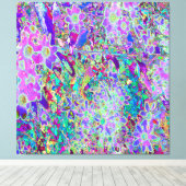 Abstracte drippige roze en paarse bloemen canvas afdruk (Insitu (Houten vloer))