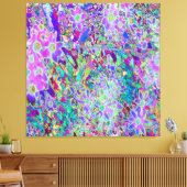 Abstracte drippige roze en paarse bloemen canvas afdruk (Insitu (Woonkamer))