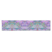 Abstracte drippige roze en paarse bloemen korte tafelloper (Horizontaal)