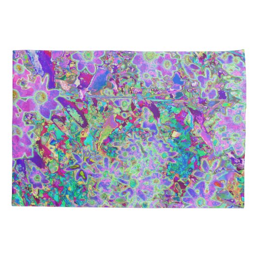 Abstracte drippige roze en paarse bloemen kussensloop (Achterkant)