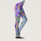 Abstracte drippige roze en paarse bloemen leggings (Rechts)