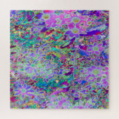 Abstracte drippige roze en paarse bloemen legpuzzel (Horizontaal)