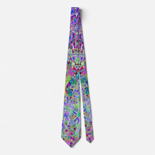 Abstracte drippige roze en paarse bloemen stropdas (Voorkant)