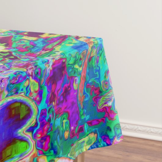 Abstracte drippige roze en paarse bloemen tafelkleed (Voorbeeld)