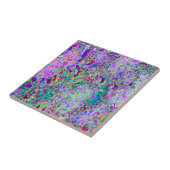 Abstracte drippige roze en paarse bloemen tegeltje (Zijkant)