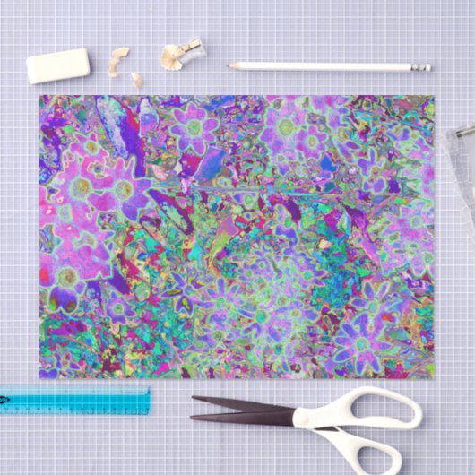 Abstracte drippige roze en paarse bloemen tissuepapier (Craft)