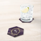 Abstracte dromen Paarse Faux Gold Splash Weddensch Kartonnen Onderzetters (Insitu)