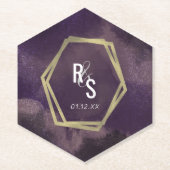 Abstracte dromen Paarse Faux Gold Splash Weddensch Kartonnen Onderzetters (Voorkant)