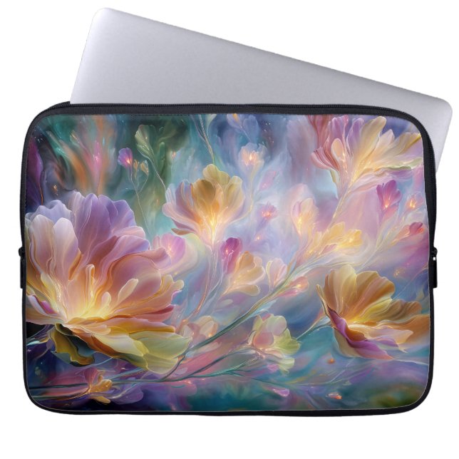 Abstracte dromerige bloementuin laptop sleeve (Voorkant)
