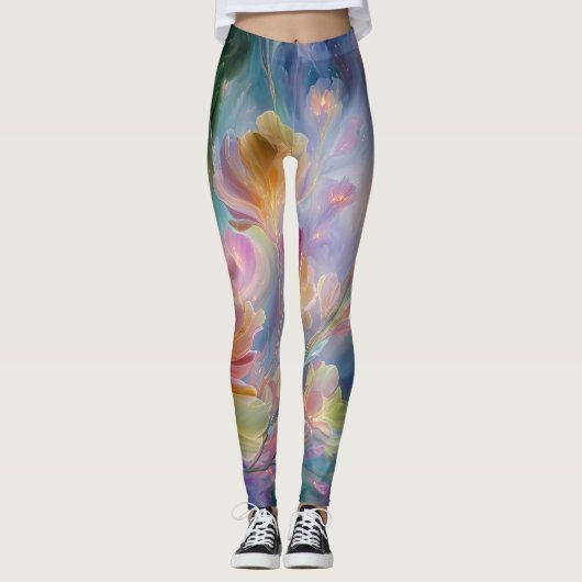 Abstracte dromerige bloementuin leggings (Voorkant)