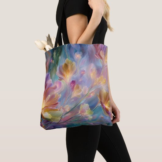 Abstracte dromerige bloementuin tote bag (Dichtbij)