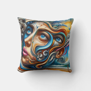 Abstracte Droomlandschap Oceaan Sereniteit & Kosmi Kussen