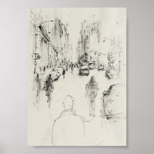 Abstracte drukke stadsstraat - het stadsleven poster